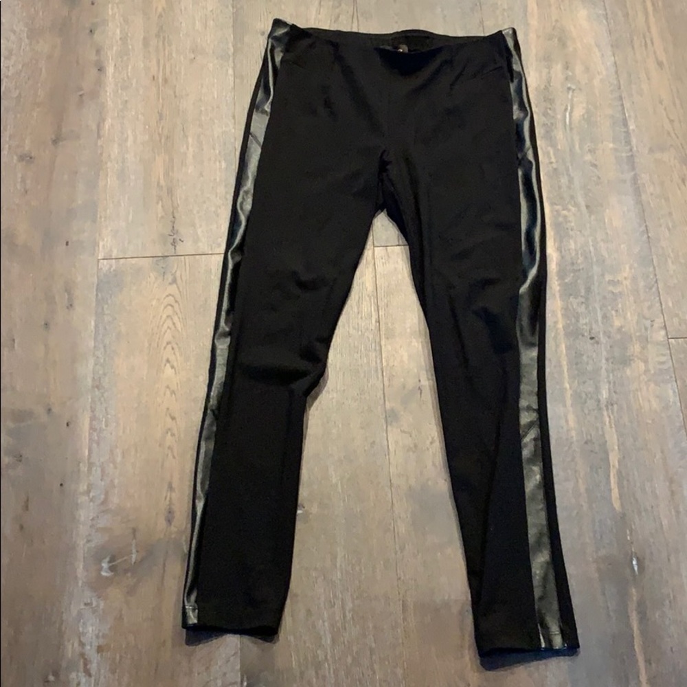 Black pants with faux leather sides